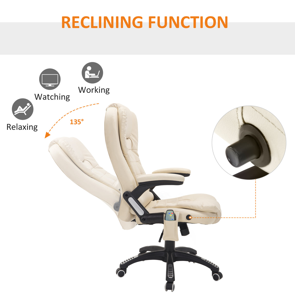 Faux Leather Home And Office Chair 68cm Wide With Armrest - Velmora