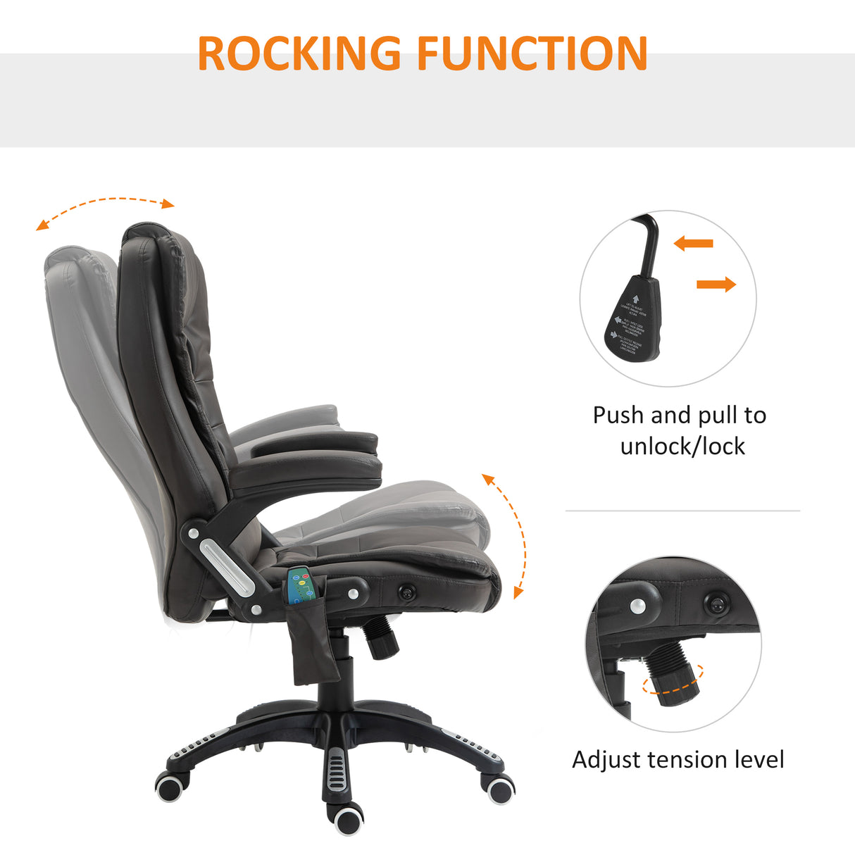 Faux Leather Home And Office Chair 68cm Wide With Armrest - Velmora