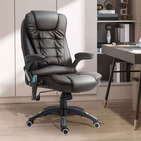 Faux Leather Home And Office Chair 68cm Wide With Armrest - Velmora