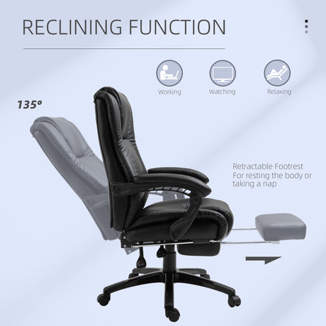 Faux Leather Home And Office Chair 68cm Wide With Footrest - Velmora