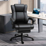 Faux Leather Home And Office Chair 68cm Wide With Footrest - Velmora
