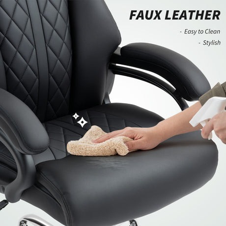 Faux Leather Home And Office Chair 68cm Wide With Spring Padding - Velmora