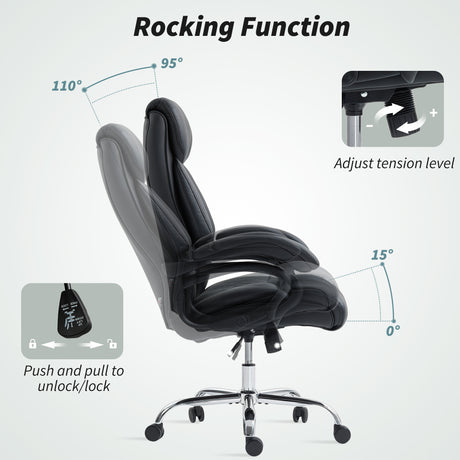 Faux Leather Home And Office Chair 68cm Wide With Spring Padding - Velmora