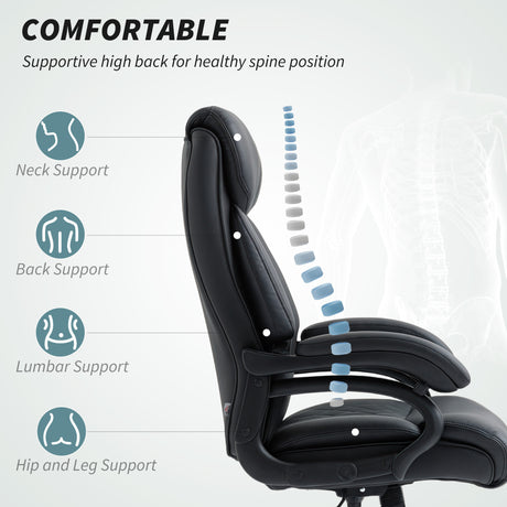 Faux Leather Home And Office Chair 68cm Wide With Spring Padding - Velmora
