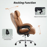 Faux Leather Home And Office Chair 68cm Wide With Spring Padding - Velmora