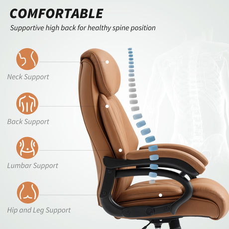 Faux Leather Home And Office Chair 68cm Wide With Spring Padding - Velmora