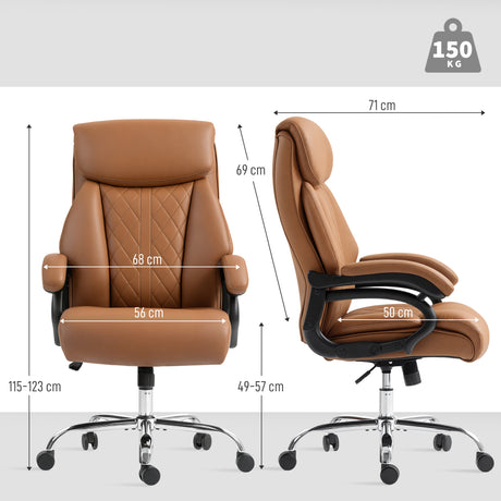 Faux Leather Home And Office Chair 68cm Wide With Spring Padding - Velmora