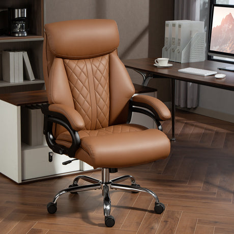 Faux Leather Home And Office Chair 68cm Wide With Spring Padding - Velmora