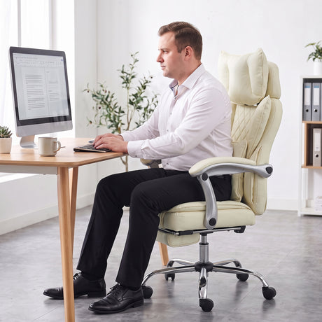 Faux Leather Home And Office Chair 73cm Wide With Footrest - Velmora