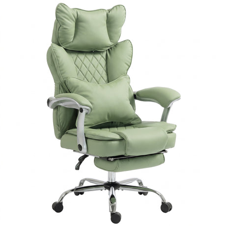 Faux Leather Home And Office Chair 73cm Wide With Footrest - Velmora