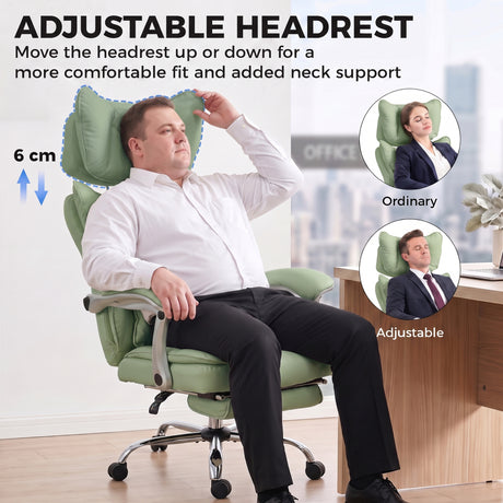 Faux Leather Home And Office Chair 73cm Wide With Footrest - Velmora