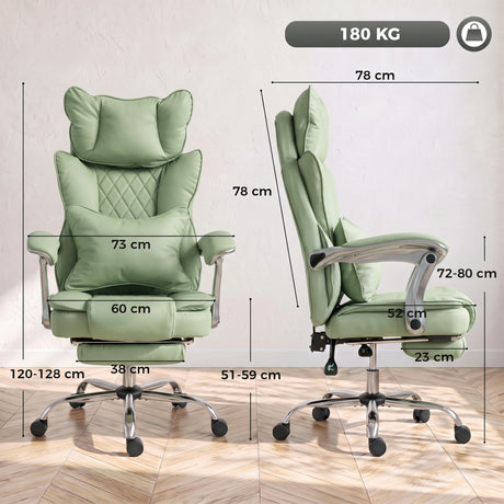 Faux Leather Home And Office Chair 73cm Wide With Footrest - Velmora