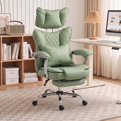 Faux Leather Home And Office Chair 73cm Wide With Footrest - Velmora