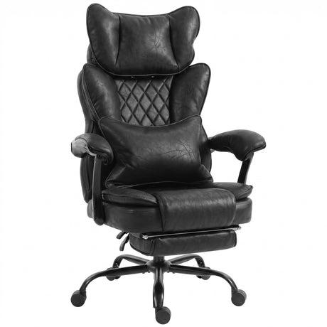 Faux Leather Home And Office Chair 73cm Wide With Footrest - Velmora