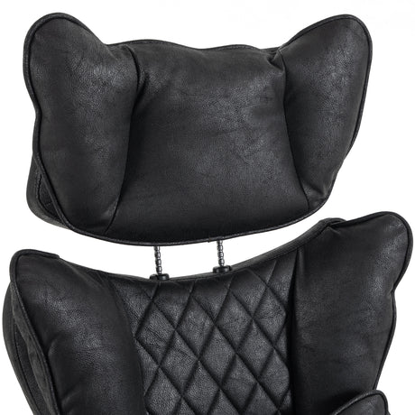 Faux Leather Home And Office Chair 73cm Wide With Footrest - Velmora