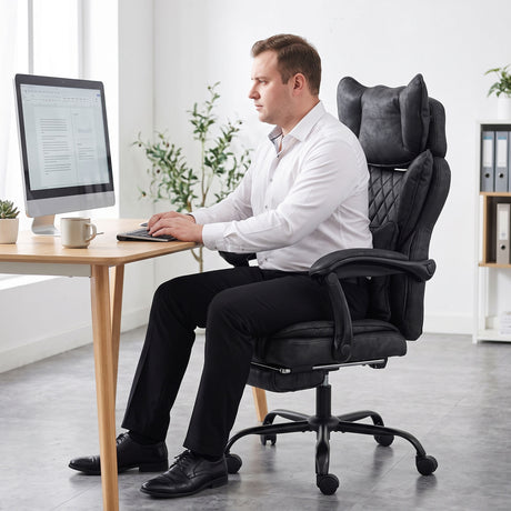 Faux Leather Home And Office Chair 73cm Wide With Footrest - Velmora