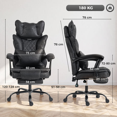 Faux Leather Home And Office Chair 73cm Wide With Footrest - Velmora