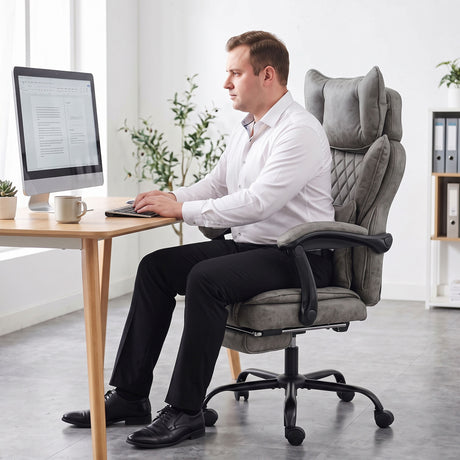 Faux Leather Home And Office Chair 73cm Wide With Footrest - Velmora