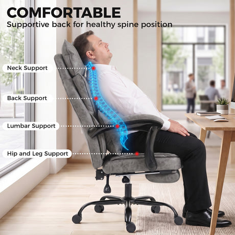 Faux Leather Home And Office Chair 73cm Wide With Footrest - Velmora