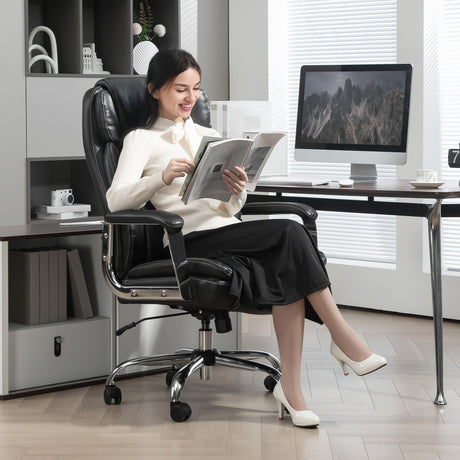 Faux Leather Home And Office Chair 74.5cm Wide - Velmora
