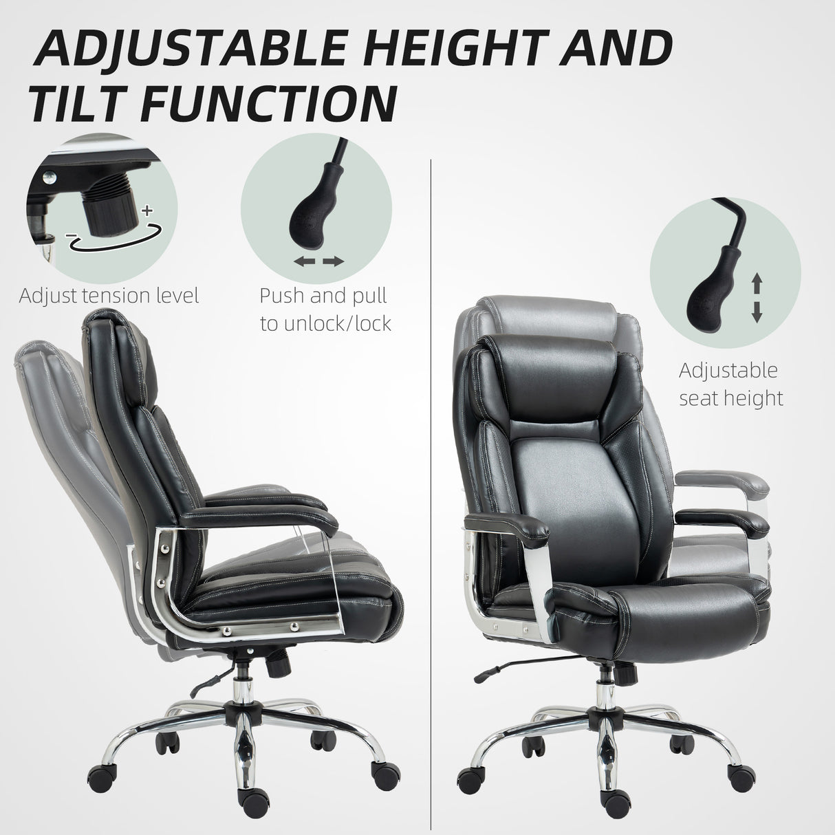 Faux Leather Home And Office Chair 74.5cm Wide - Velmora