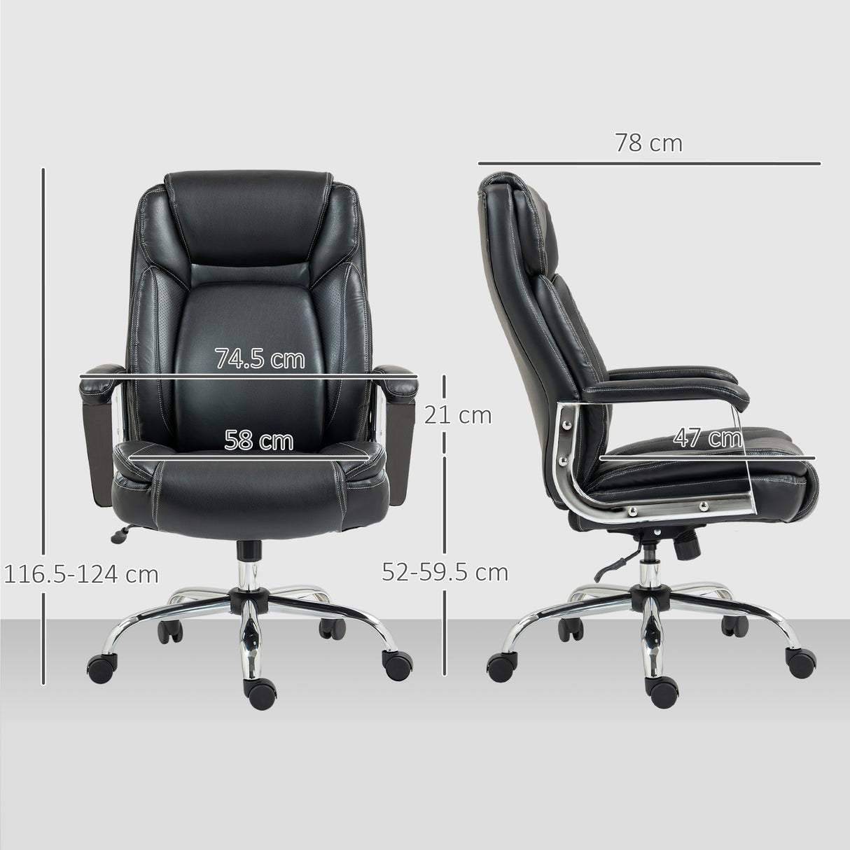 Faux Leather Home And Office Chair 74.5cm Wide - Velmora