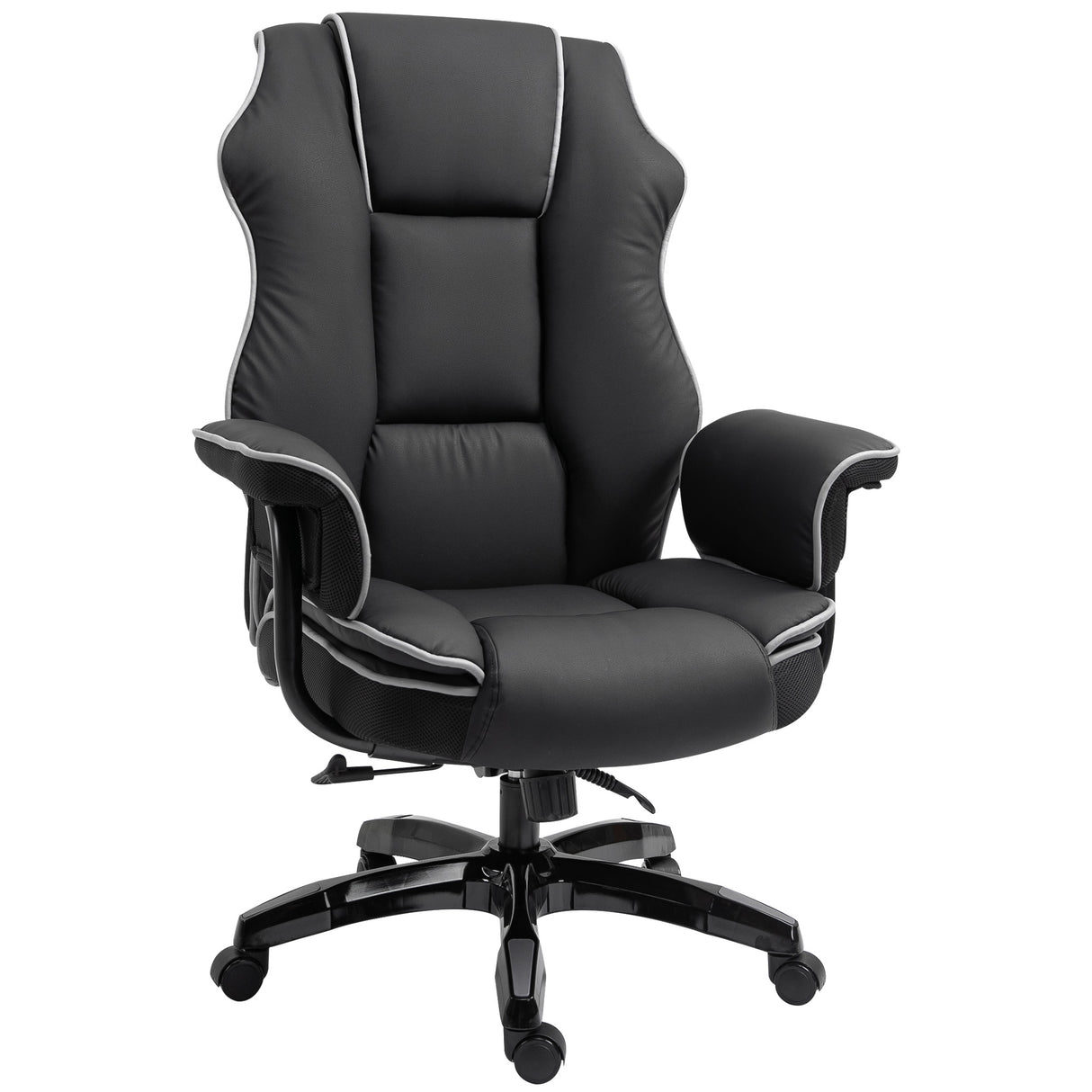 Faux Leather Home And Office Chair 76cm Wide With Contrast Piping - Velmora