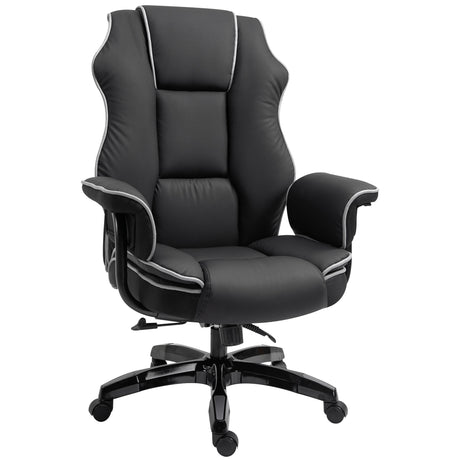 Faux Leather Home And Office Chair 76cm Wide With Contrast Piping - Velmora