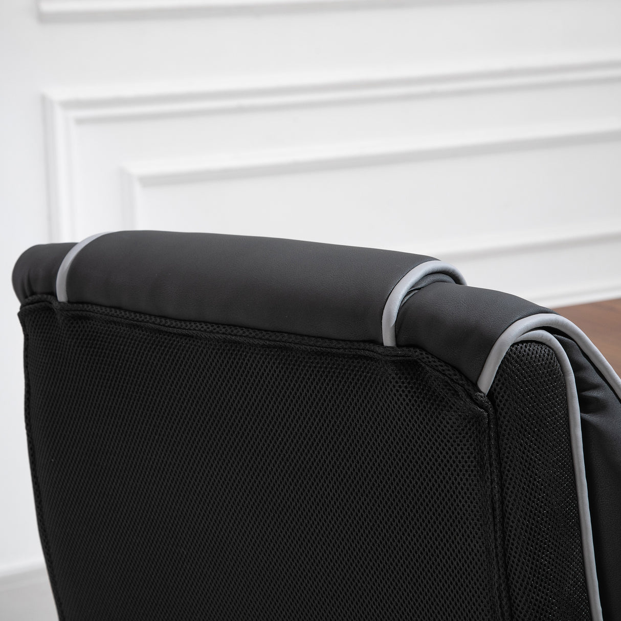 Faux Leather Home And Office Chair 76cm Wide With Contrast Piping - Velmora