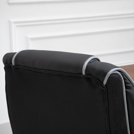 Faux Leather Home And Office Chair 76cm Wide With Contrast Piping - Velmora