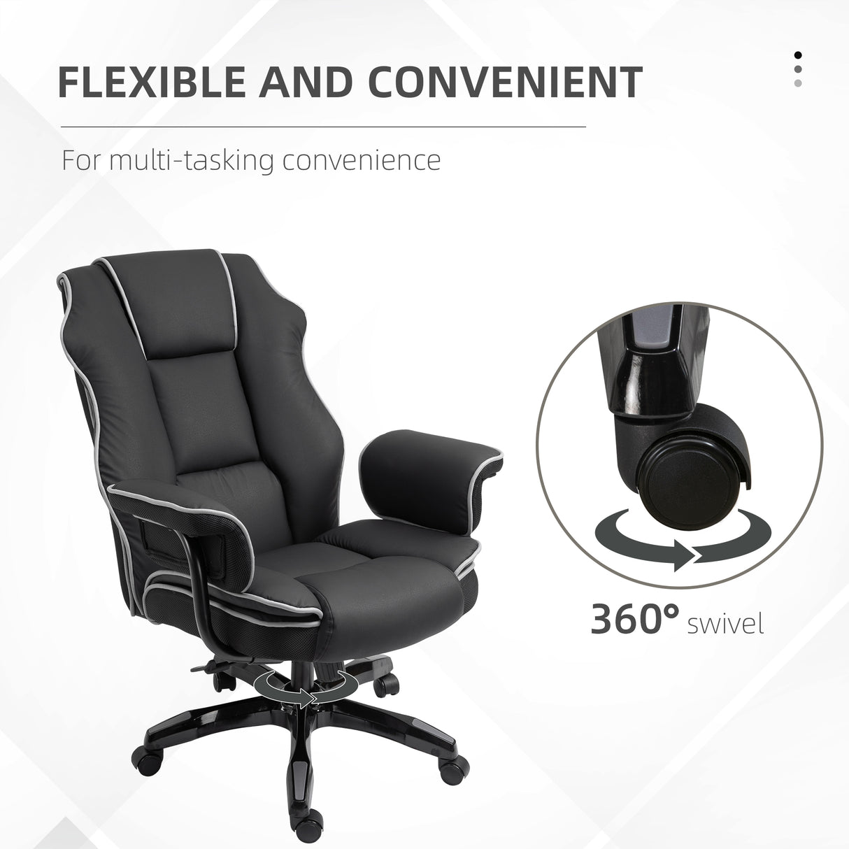 Faux Leather Home And Office Chair 76cm Wide With Contrast Piping - Velmora