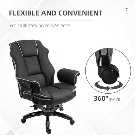 Faux Leather Home And Office Chair 76cm Wide With Contrast Piping - Velmora