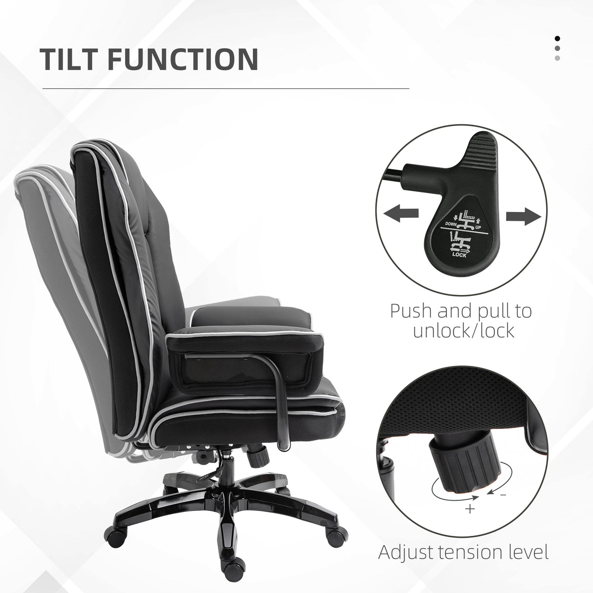Faux Leather Home And Office Chair 76cm Wide With Contrast Piping - Velmora