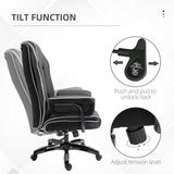 Faux Leather Home And Office Chair 76cm Wide With Contrast Piping - Velmora