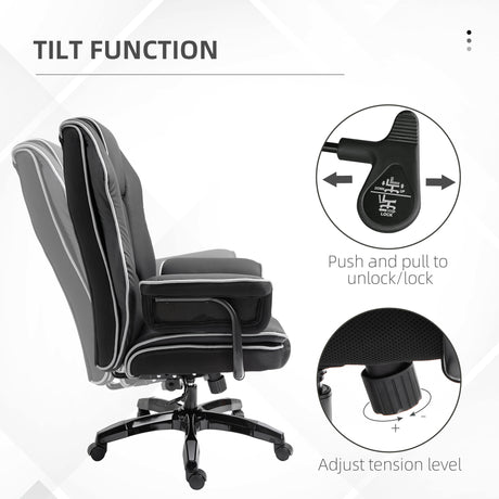 Faux Leather Home And Office Chair 76cm Wide With Contrast Piping - Velmora