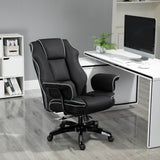 Faux Leather Home And Office Chair 76cm Wide With Contrast Piping - Velmora