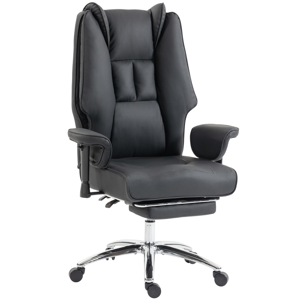 Faux Leather Home And Office Chair 78cm Wide With Footrest - Velmora