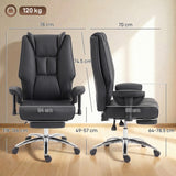 Faux Leather Home And Office Chair 78cm Wide With Footrest - Velmora