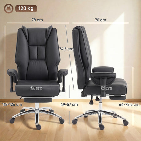 Faux Leather Home And Office Chair 78cm Wide With Footrest - Velmora