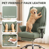 Faux Leather Home And Office Chair 78cm Wide With Footrest - Velmora