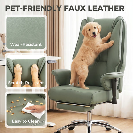 Faux Leather Home And Office Chair 78cm Wide With Footrest - Velmora
