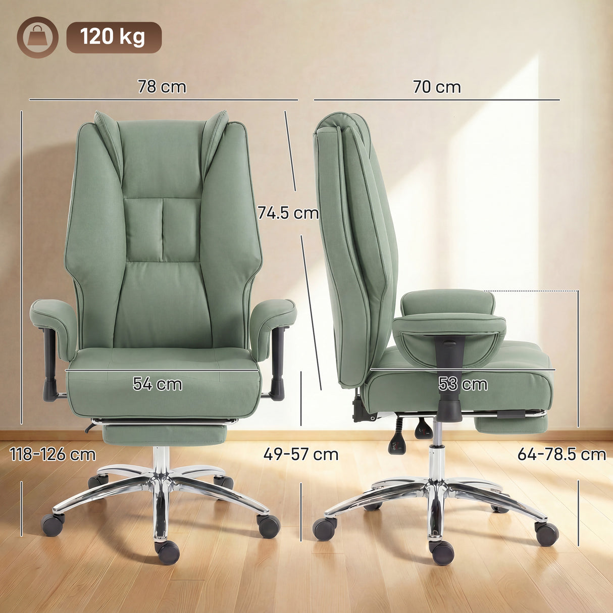 Faux Leather Home And Office Chair 78cm Wide With Footrest - Velmora