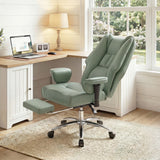 Faux Leather Home And Office Chair 78cm Wide With Footrest - Velmora