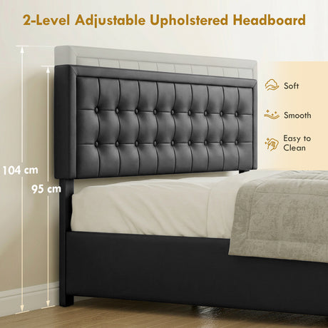 Faux Leather King Size Ottoman Storage Bed 157.5cm Wide With Front Drawer - Velmora