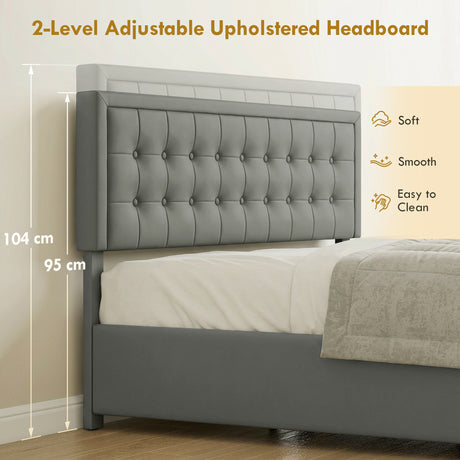 Faux Leather King Size Ottoman Storage Bed 157.5cm Wide With Front Drawer - Velmora