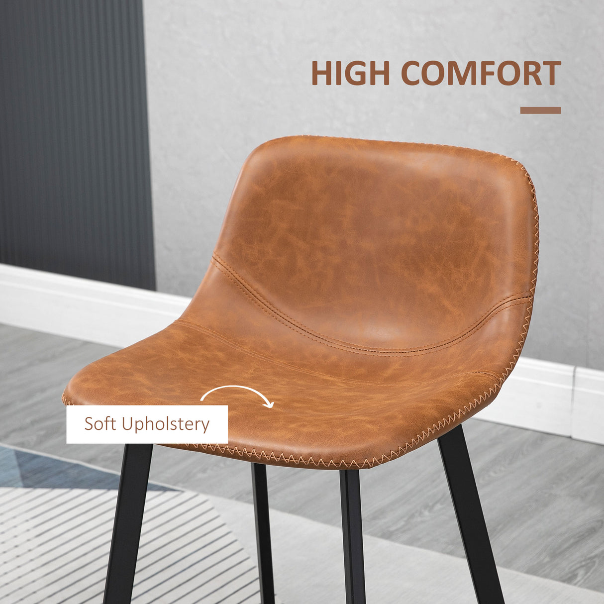 Faux Leather Kitchen Bar Stools in Set Of 2 - Velmora