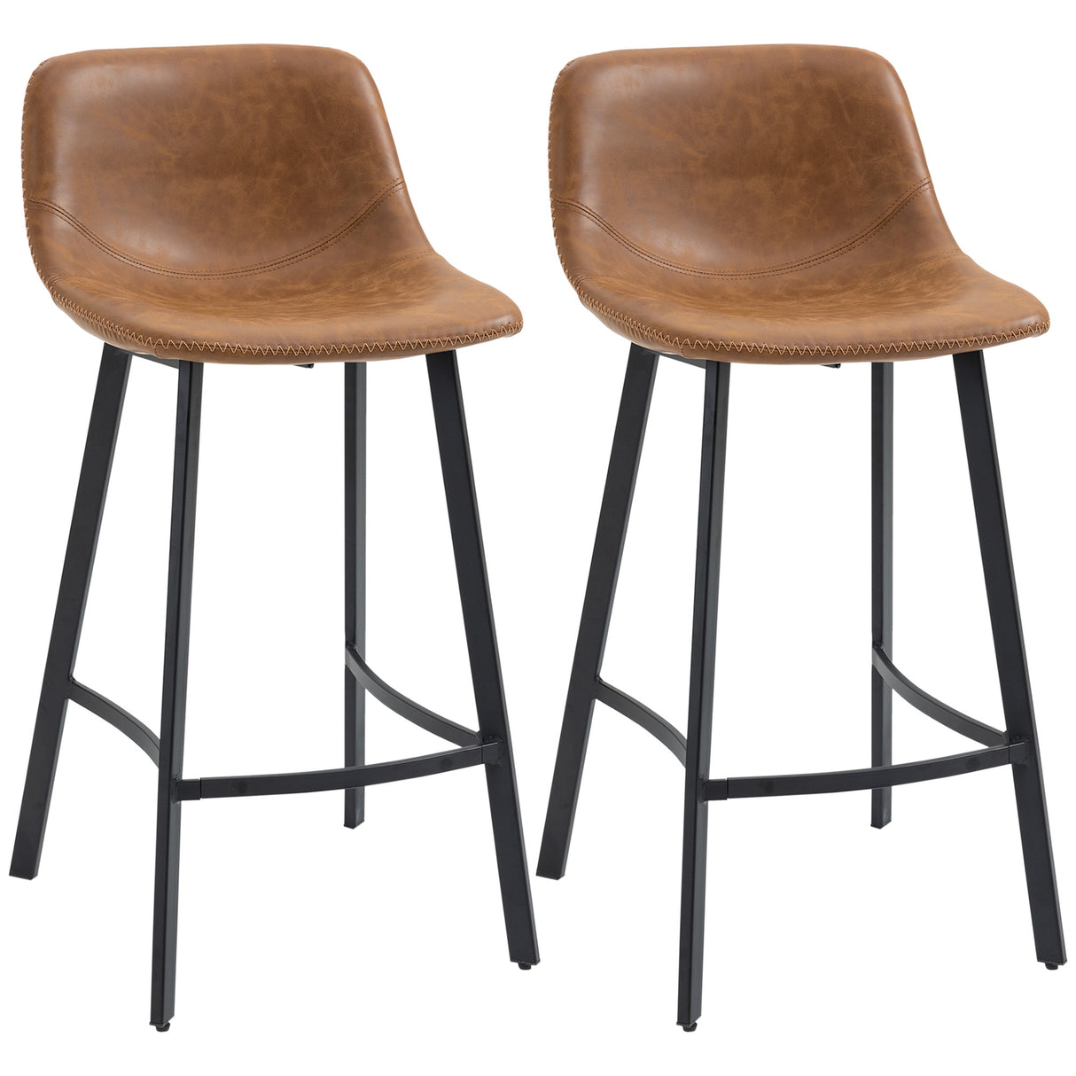 Faux Leather Kitchen Bar Stools in Set Of 2 - Velmora