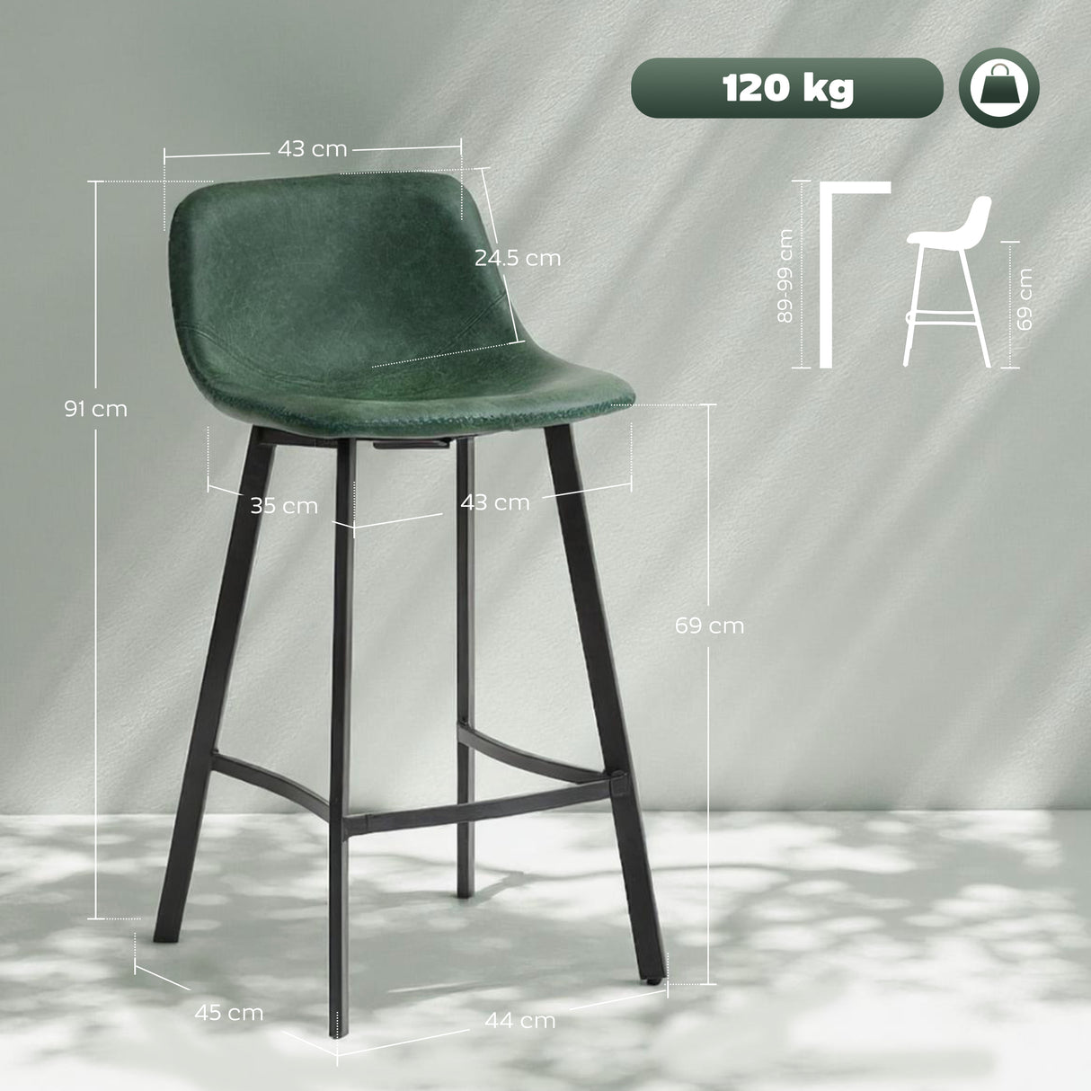 Faux Leather Kitchen Bar Stools in Set Of 2 - Velmora