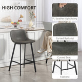 Faux Leather Kitchen Bar Stools in Set Of 2 - Velmora