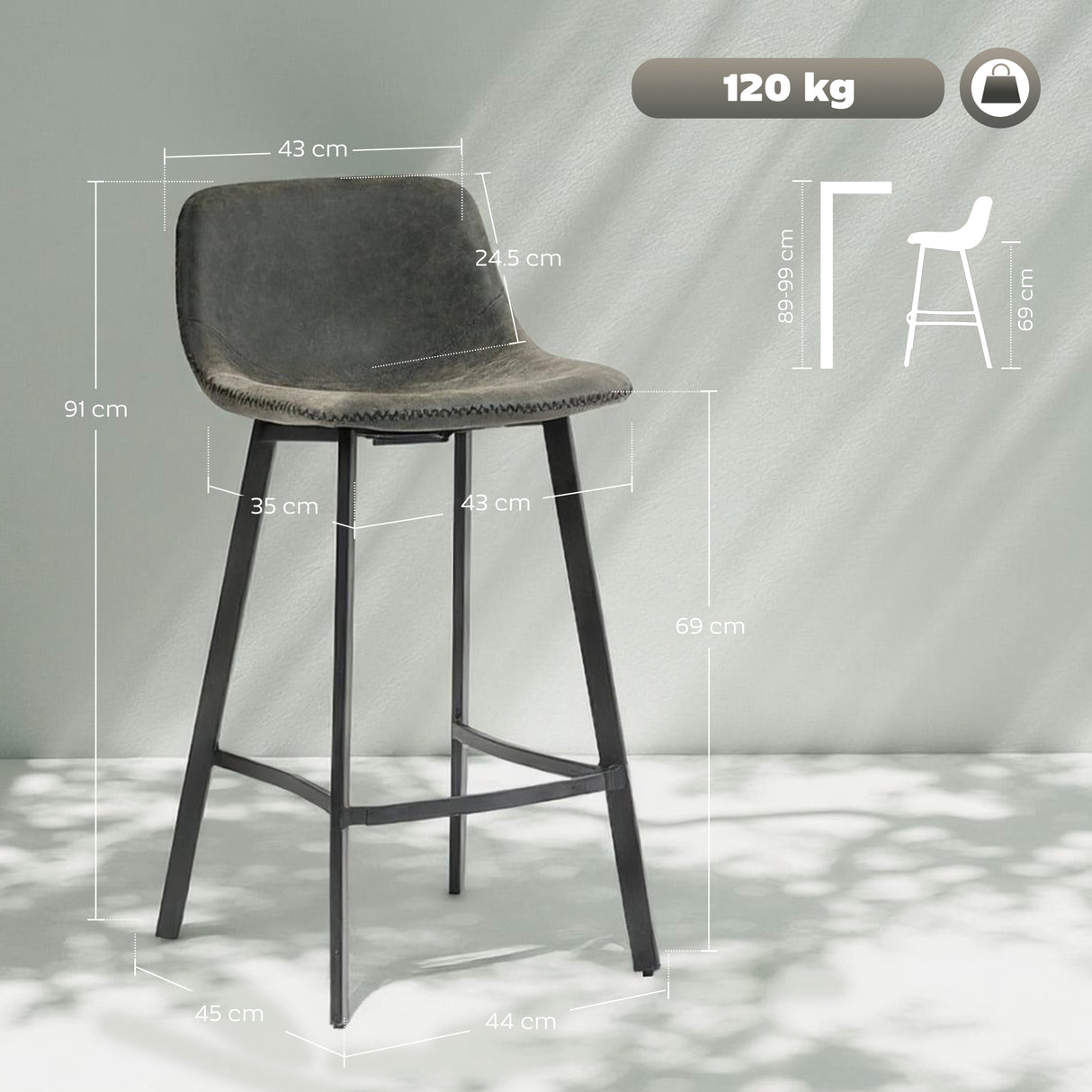 Faux Leather Kitchen Bar Stools in Set Of 2 - Velmora